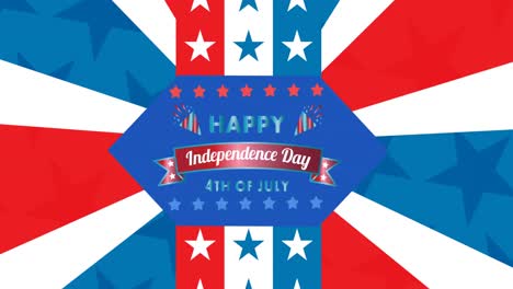 animación del feliz día de la independencia 4 de julio texto sobre la bandera estadounidense