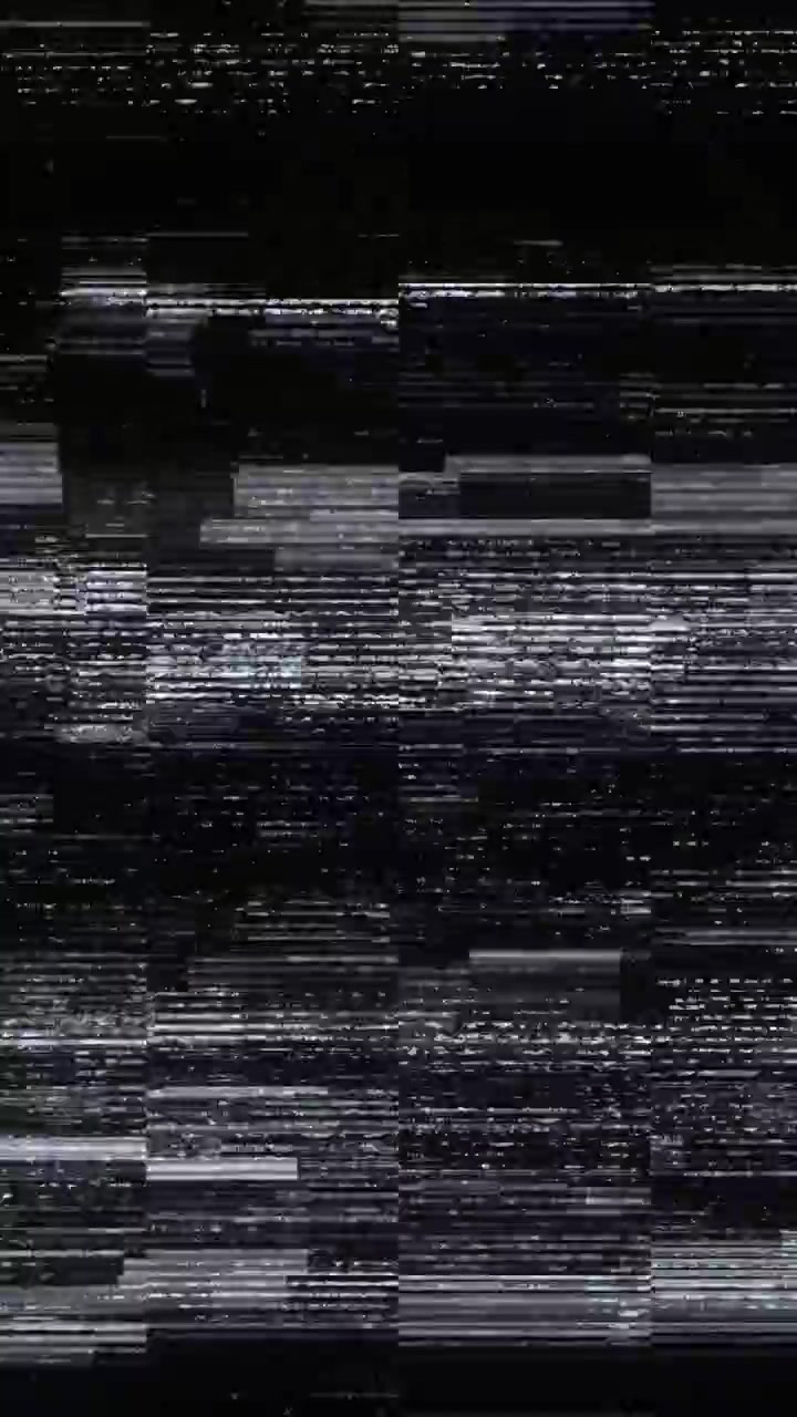 Abstract Glitch Static Noise and Digital Distortion on Black Screen