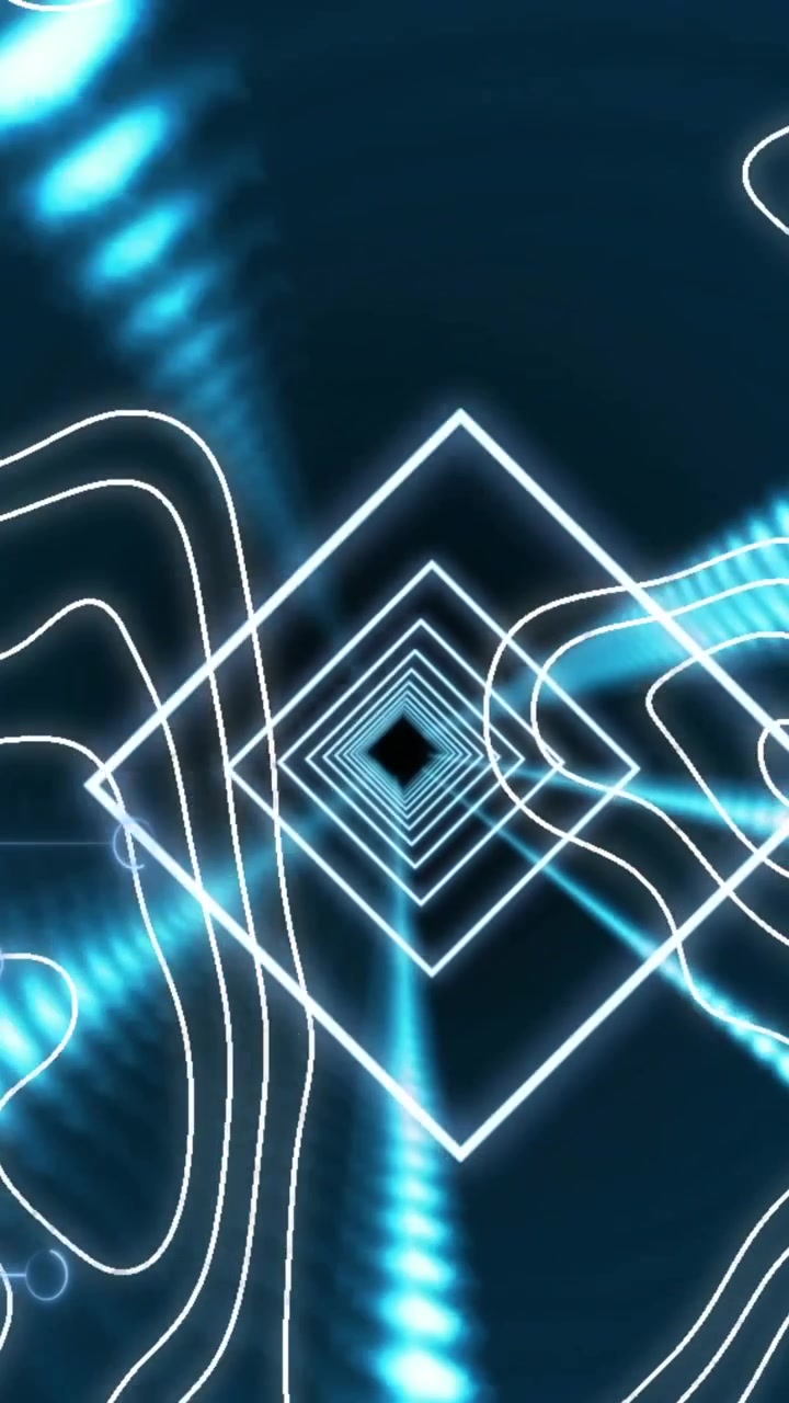 Animation of illuminated squares and abstract patterns moving over electric circuit board patterns