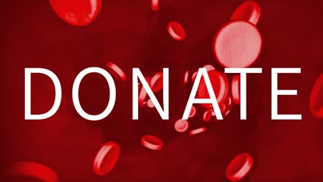 Animación-Del-Texto-De-Donación-Sobre-Múltiples-Células-Sanguíneas