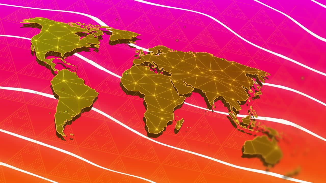 animación de la red de conexiones sobre el mapa del mundo