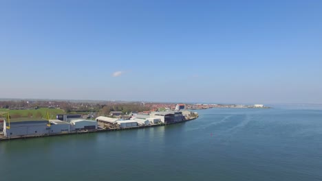 Aerial:-The-famous-fishing-town-port-Yerseke-in-the-Netherlands