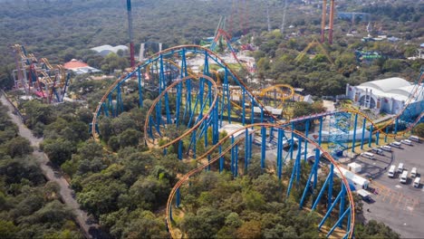 aerial hyperlapse of an amusement park during covid in mexico city