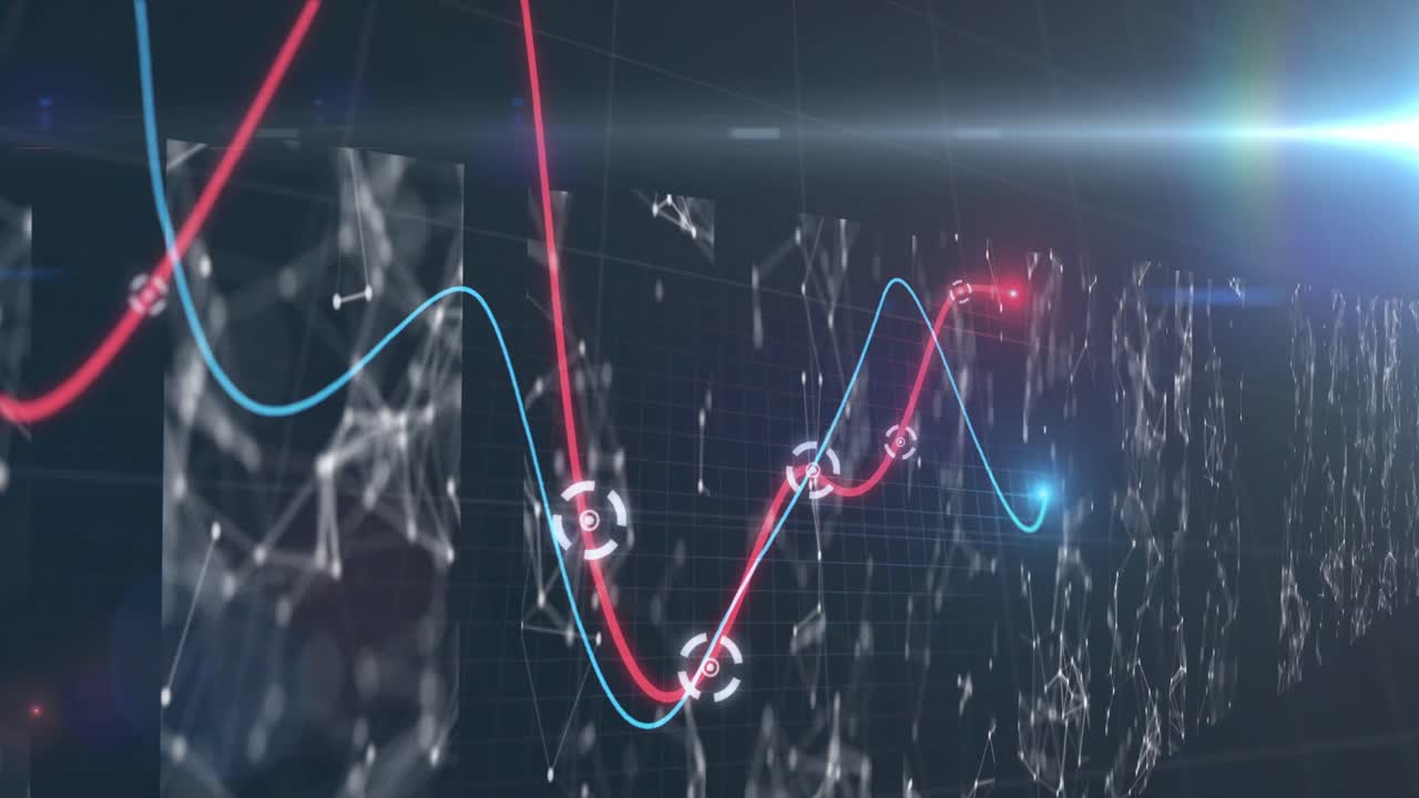 Animation of data processing over black background