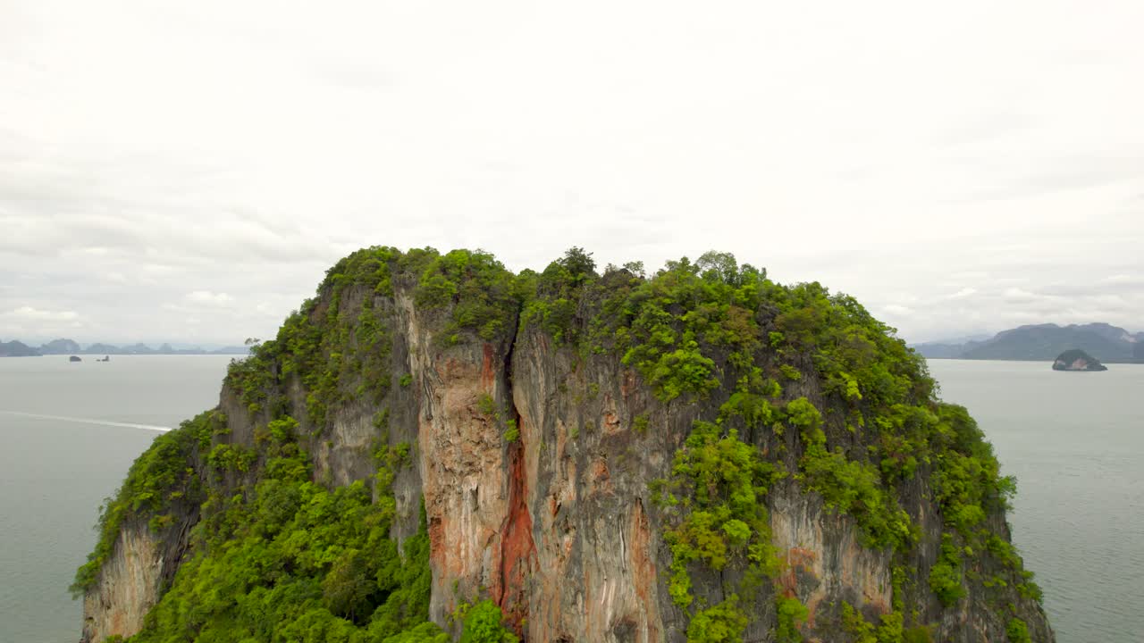 Drone's Eye View Ascending Over the Tranquil Beauty of Poda Island in Tropical Thailand