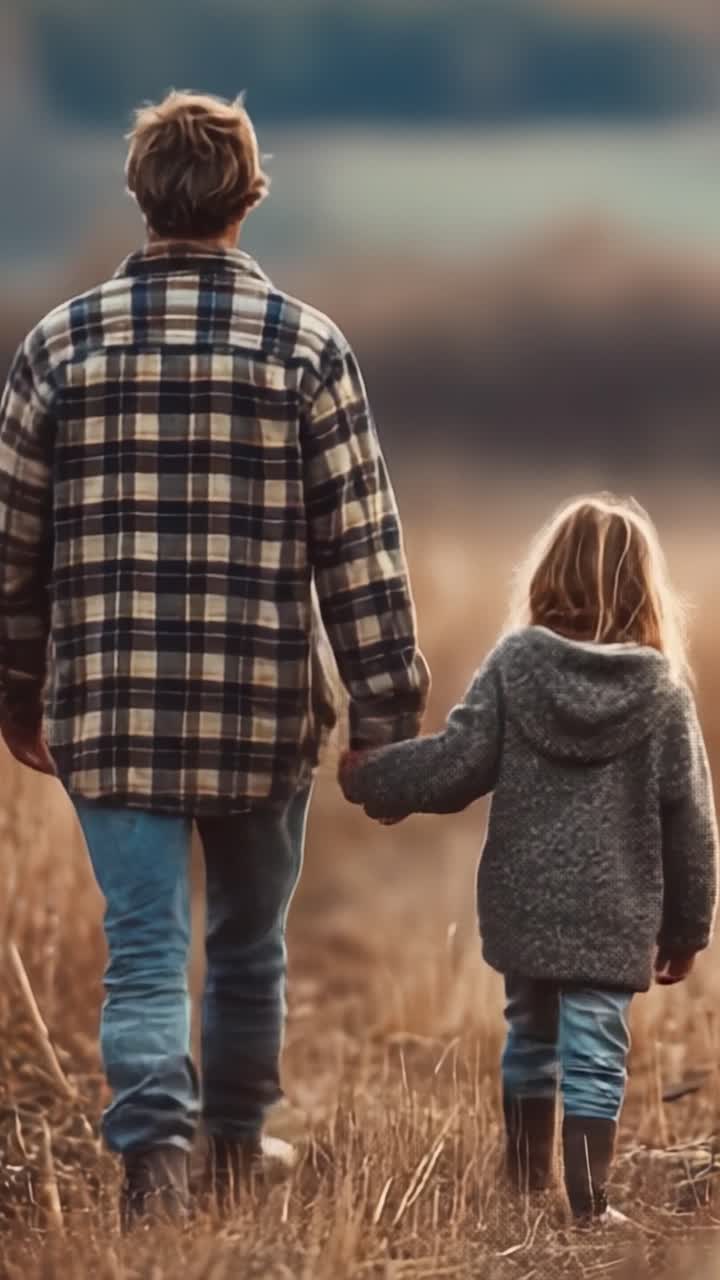 A Cherished Moment: A Father and Daughter Walk Hand in Hand Through Serene Fields, Creating Lasting Memories in Nature's Embrace