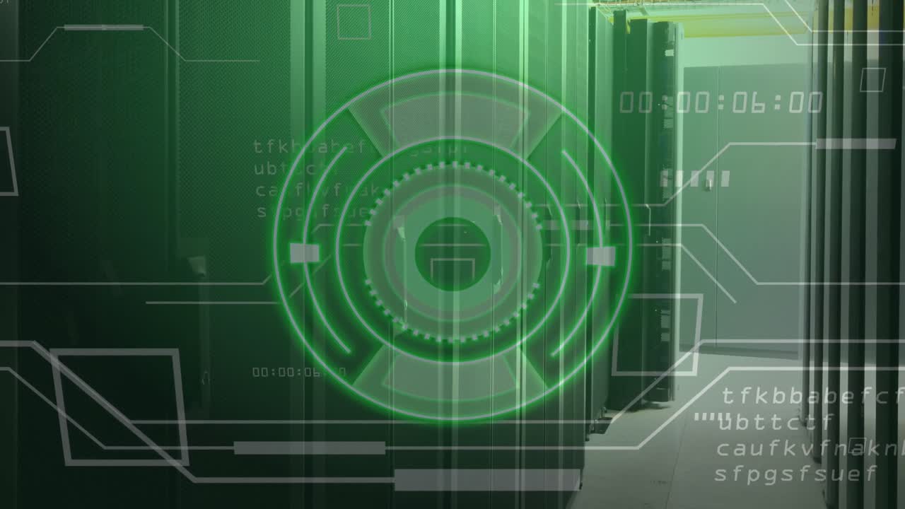 Animation of scope scanning with data processing over server room