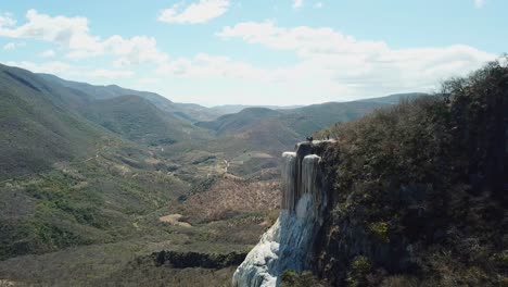 petrified waterfall in the middle of the mountain system in oaxaca, mexico