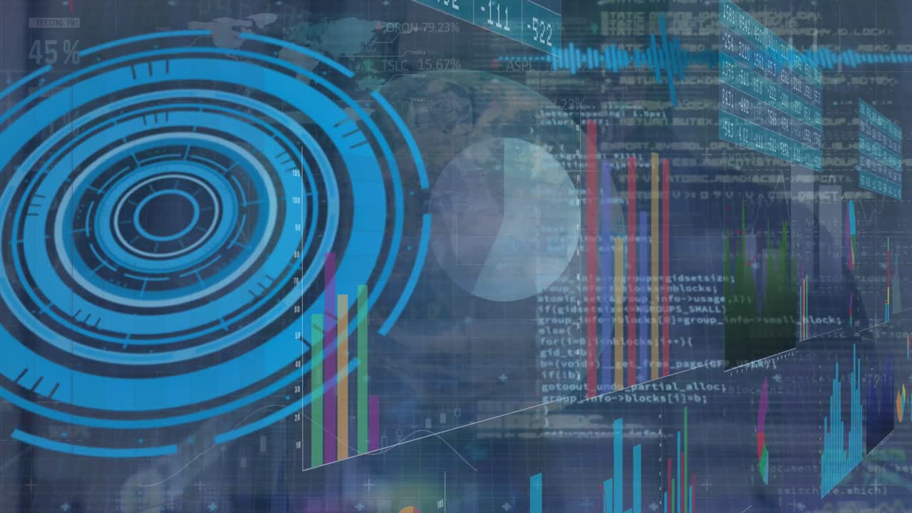 animación del procesamiento de datos sobre el escaneo del alcance