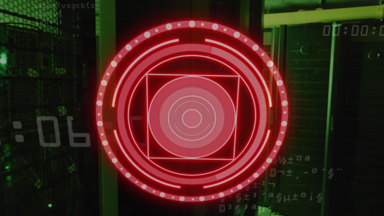 Animation of red circle with numbers over servers