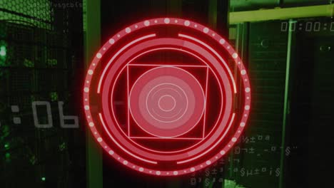 animación del círculo rojo con números sobre los servidores