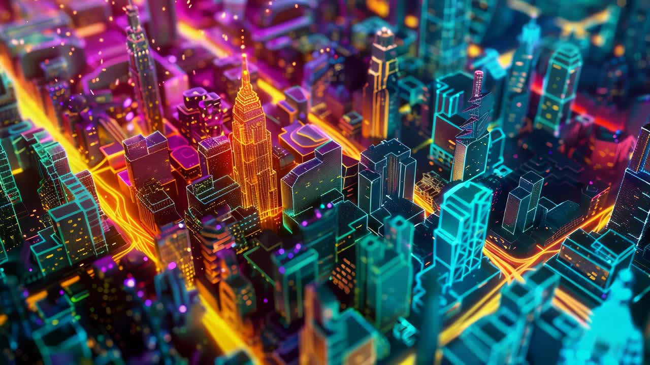 Paisagem urbana de néon