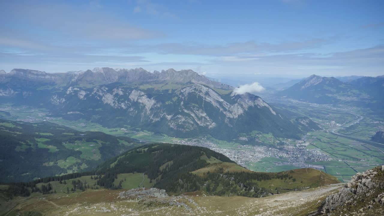 View from Pizol mountain to valley