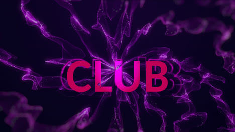 animation of club text on black background with purple smoke