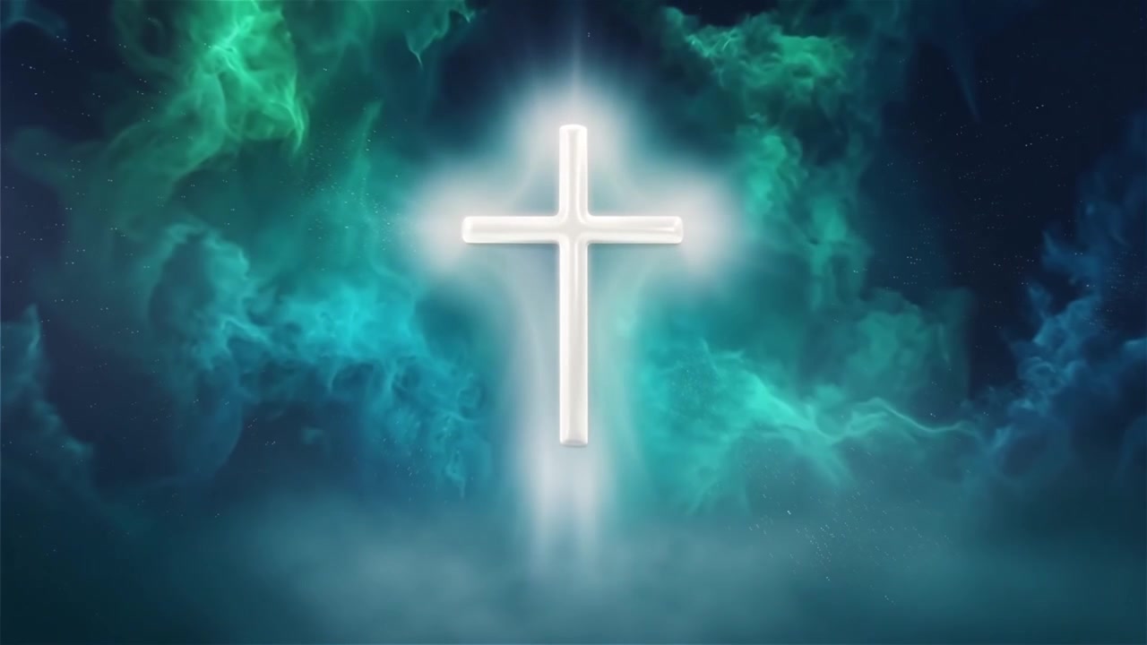 Croce Cristiana Luce Celestiale Sfondo per il Culto.