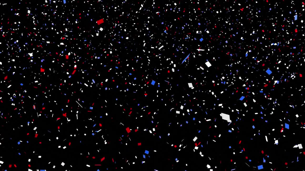 검은색 배경 에 비해 다채로운 콘페티 가 떨어지고 있다