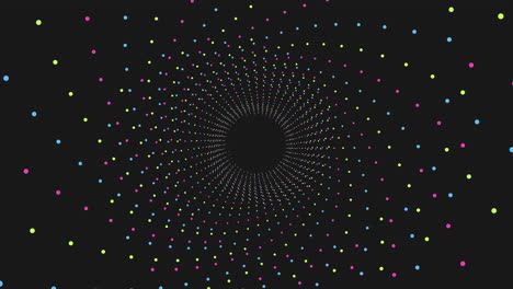 Spiral-Fantasiekreise-Mit-Neonfarbenem-Regenbogen-Glitzern-In-Einer-Dunklen-Galaxie