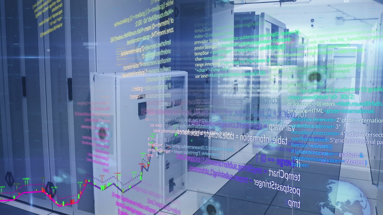 컴퓨터 서버를 통해 데이터 처리의 애니메이션