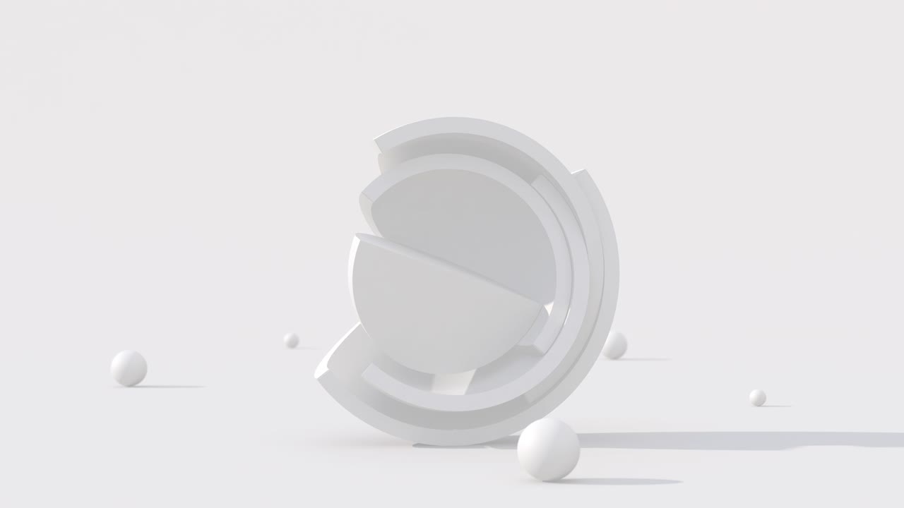 White half hemispheres. Abstract animation, 3d render.