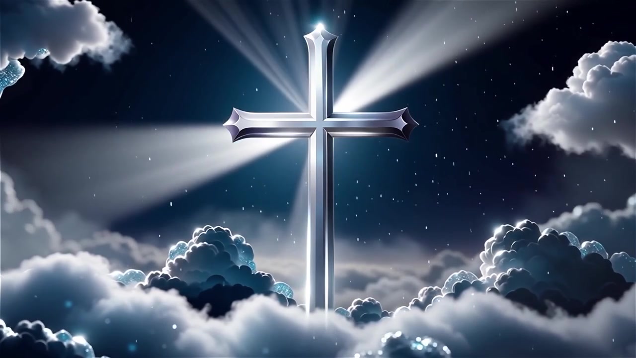 Christian Cross Heavenly Light Worship Background