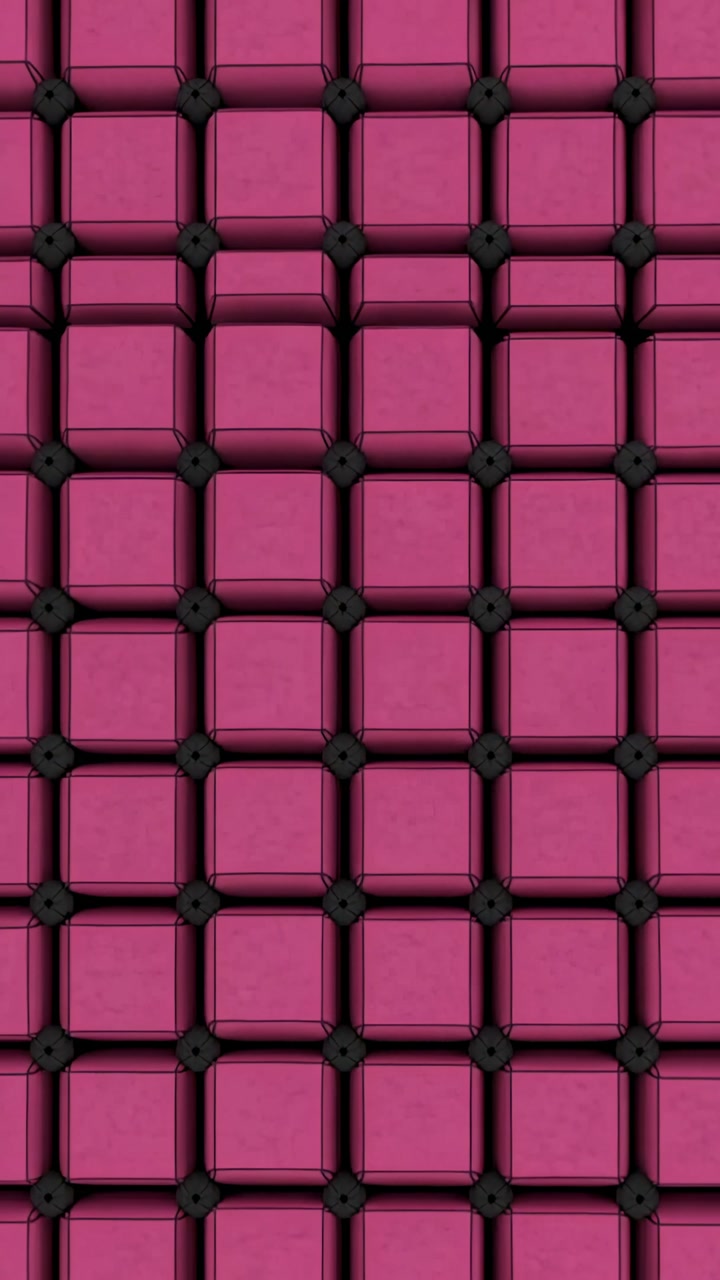 Dynamic Grid of Pink Cubes Moving in a Seamless Loop