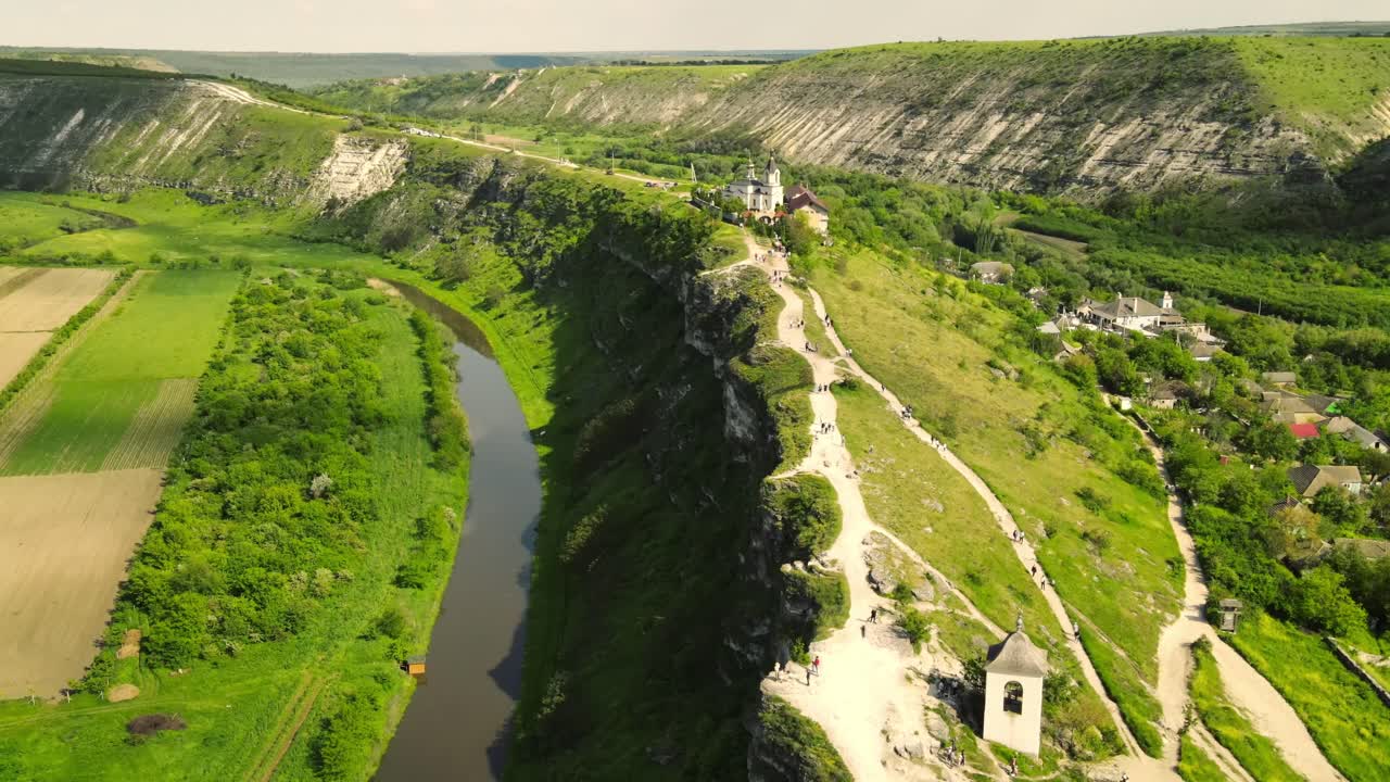 Aerial drone view of the Old Orhei historical and archaeological complex in Moldova