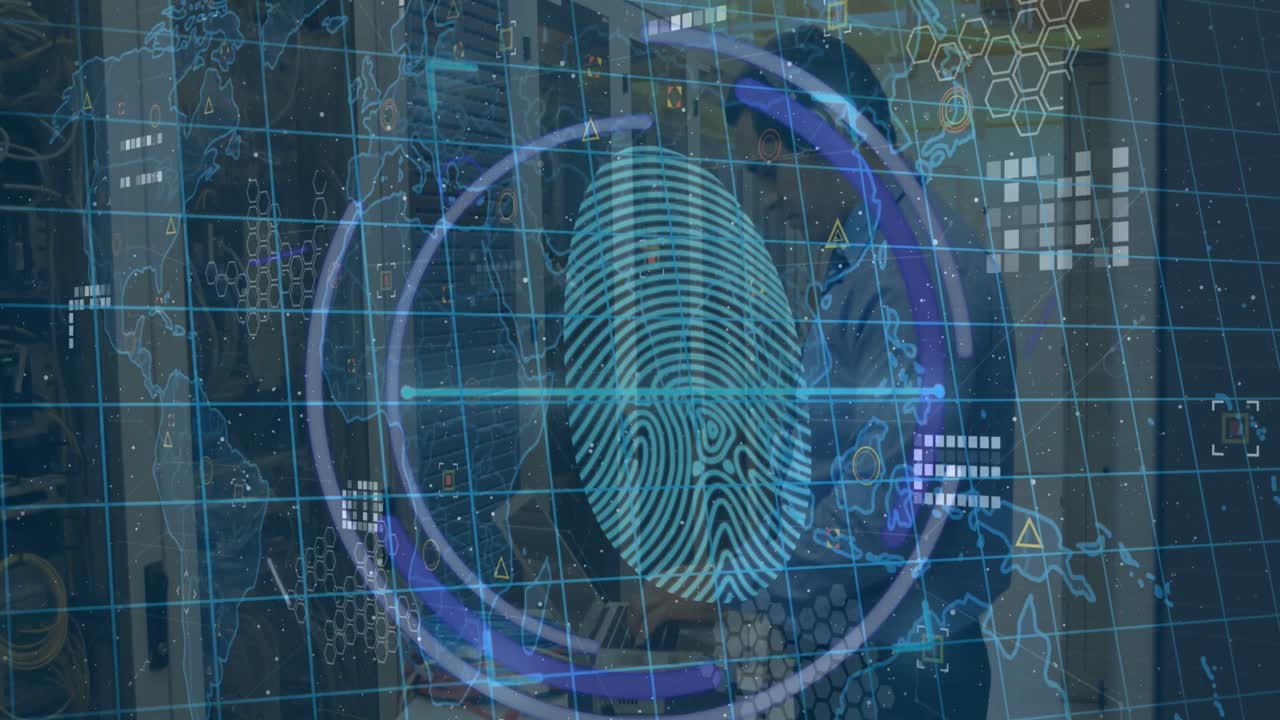 animación de la huella dactilar sobre el procesamiento de datos