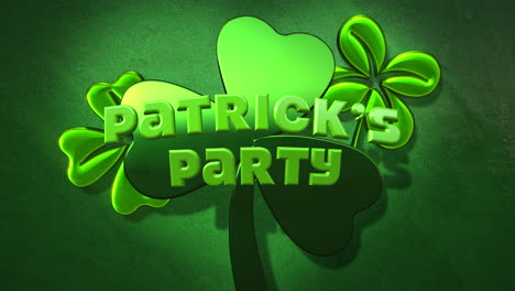 patrick party with irish shamrocks on green gradient