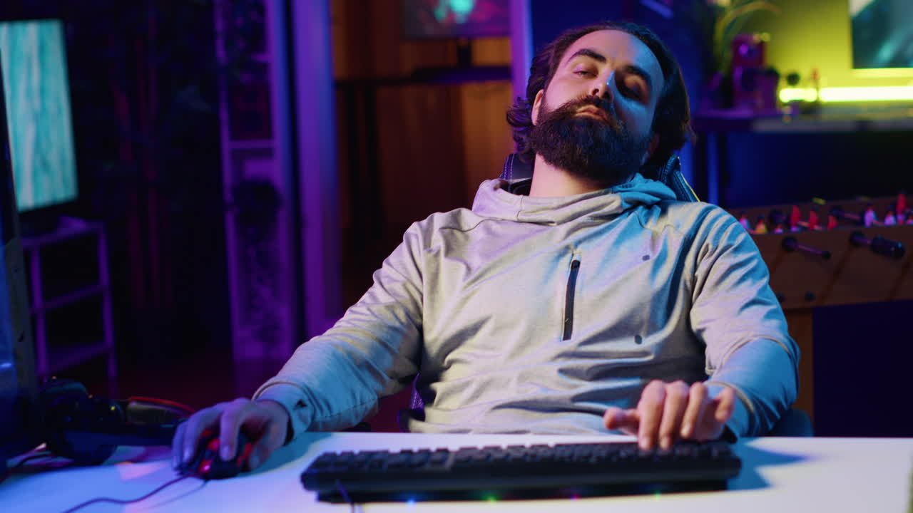 Gamer trying to not fall asleep doing livestream with viewers all day