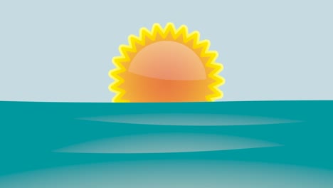 abstract sun and waves on sea. seamless loop footage. animated illustration for template, summer concept.