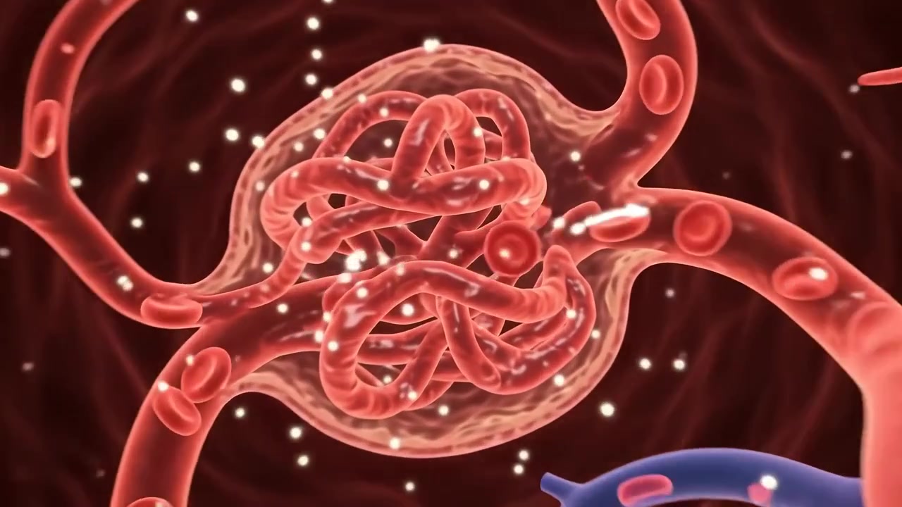 Animazione medica dell'anatomia del rene umano e del processo di filtrazione del sangue