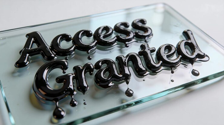 Dripping black letters on clear plaque on white tabletop, making beads and pinching off by gravity
