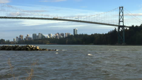 lions gate bridge over burrard inlet in vancouver, british columbia, canada