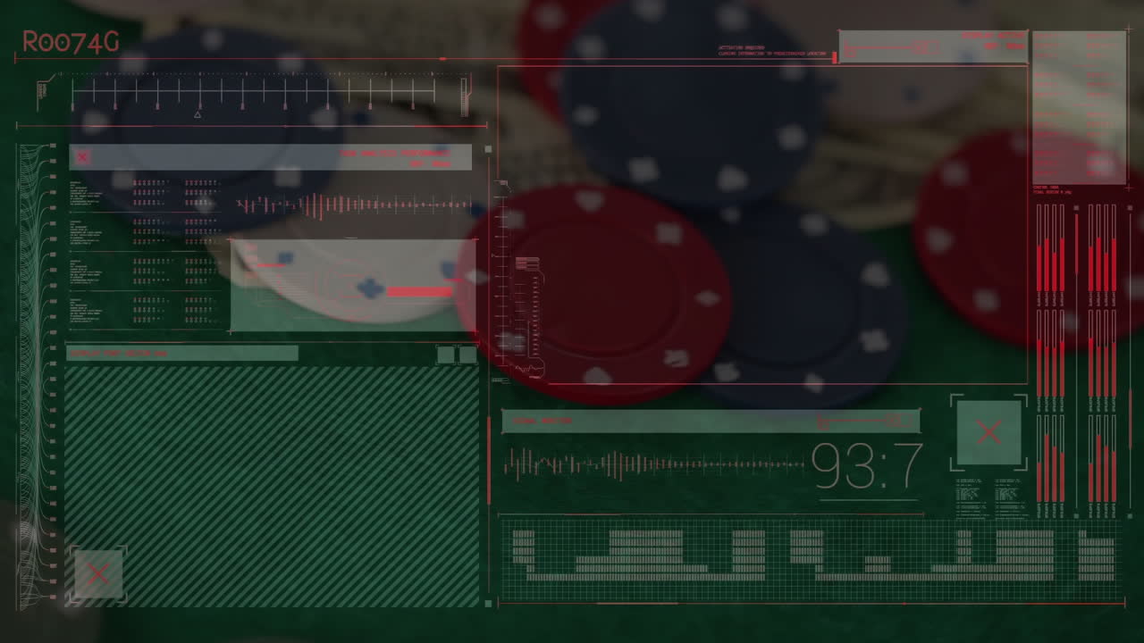 미국 달러 지폐와 카지노 게임  ⁇ 에 대한 데이터 처리 애니메이션