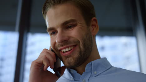 male employee using smartphone