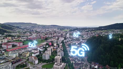 visual representation roll out spread of telecom 5g network coverage in smart city