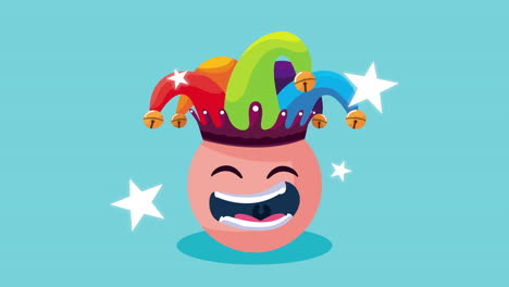 emoji with jester hat accessory animation