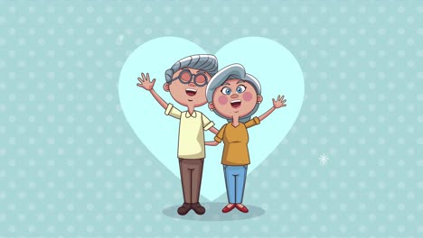 abuelos pareja en el corazón personajes de animación