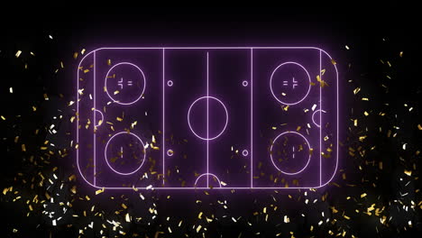 animación de confeti sobre el estadio de neón.
