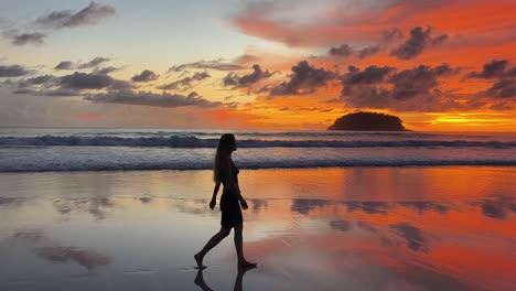 paseo por la playa al atardecer