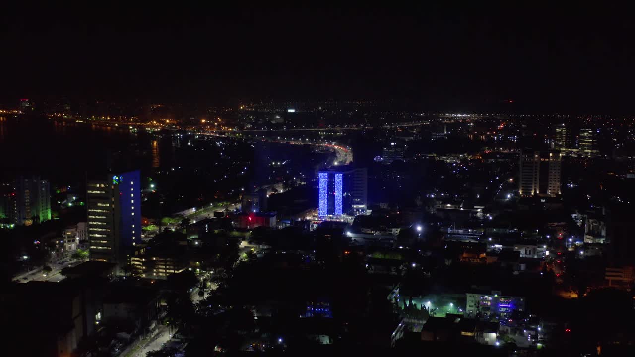 Night view of Lagos during the festive period with sparks of fireworks