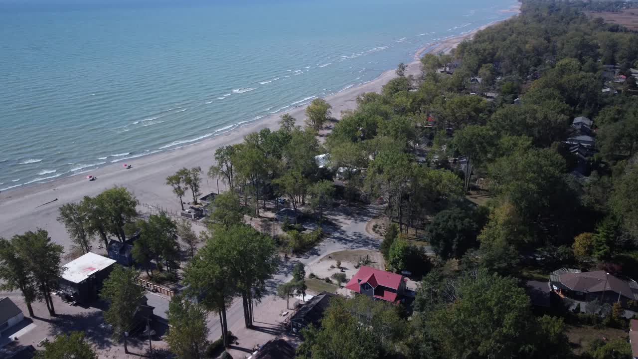 Smooth Cinematic Drone Clip of Long Point Ontario Wetlands in Autumn