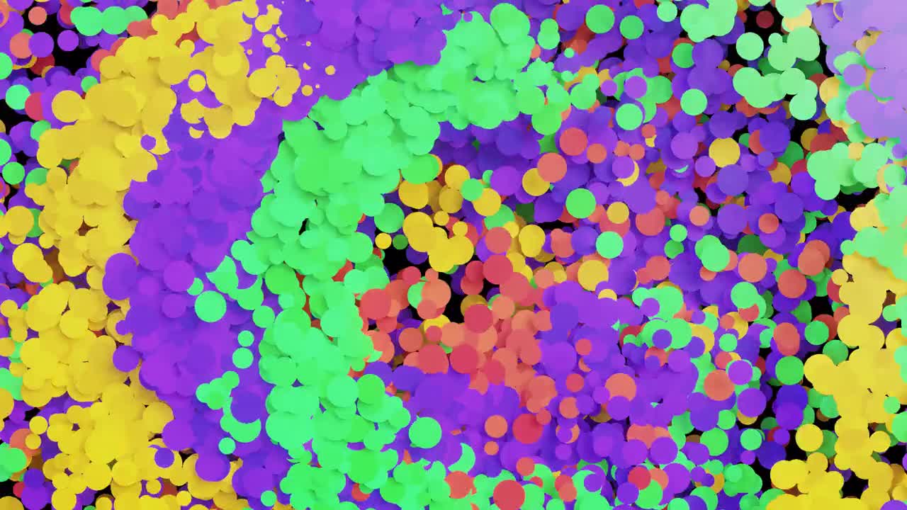 colorate bolle stilizzate 2d transizioni girando riempimento schermo di asciugatura