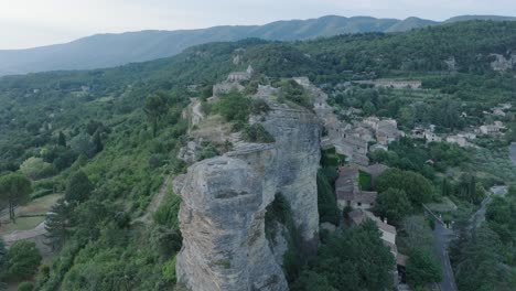 aerial drone luberon provence saignon france medieval town at sunrise