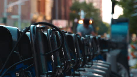 Close-Up-Of-Rack-Of-Bicycles-For-Hire-In-New-York