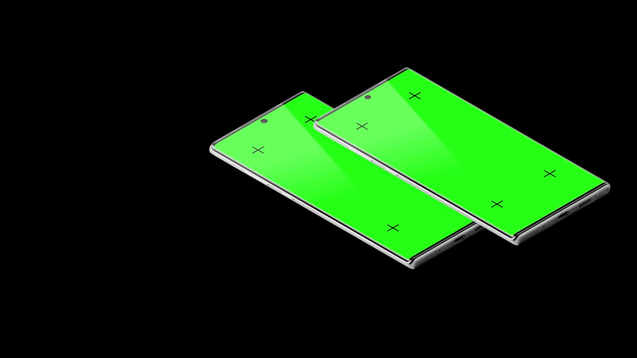 Smart phone Reveal from Right isolated White Background with Green Screen 4k With Luma Channel