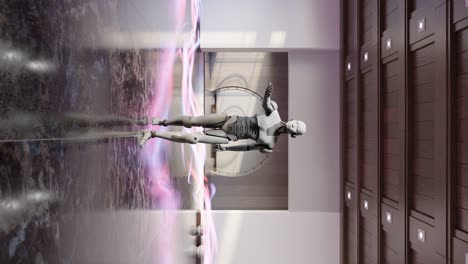 el baile del futuro: un robot en movimiento vertical