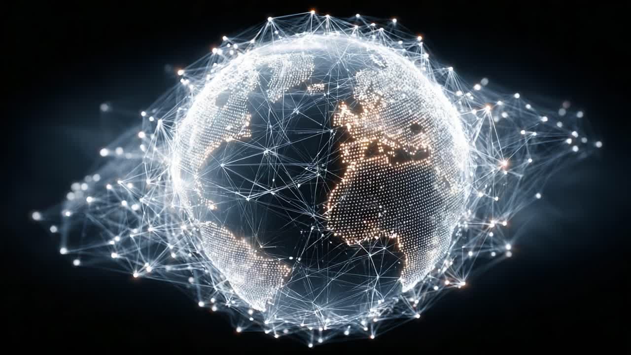 Dynamic Visualization of a Connected World: An Illustration of Global Networks with a Focus on Interconnectedness and the Digital Landscape of Earth