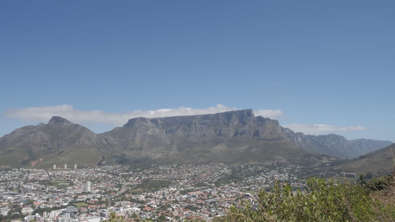 Cape Town’s famous Table Mountain viewed from the foreshore side of the city