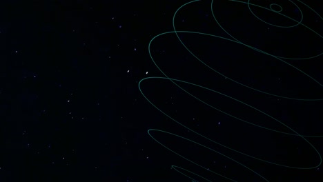 círculos espirales abstractos de neón en el espacio con brillos de mosca